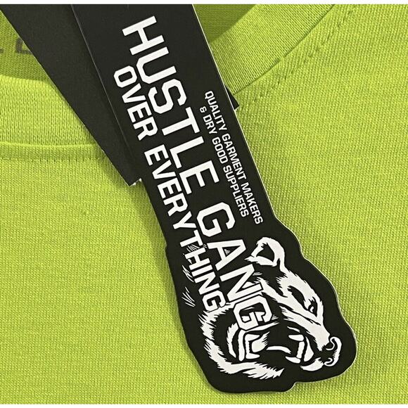 Hustle Gang Vengeance Skull Tee 2XL Acid Lime Graphic Streetwear Flame Logo NWT - Picture 12 of 15